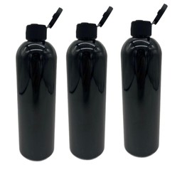 Natural Farms 12 oz Black Cosmo BPA FREE Bottles - 3 Pack Empty Refillable Containers - Essential Oils - Aromatherapy | Black Snap cap - Made in the USA