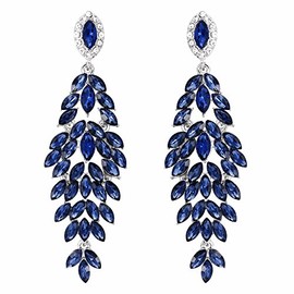 Clearine Women's Earrings Wedding Bridal Party Elegant Crystal Multi Marquise Shape Long Leaf Cluster Chandelier Ear Jewellery, Alloy