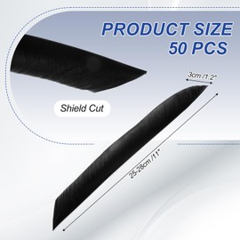 PATIKIL Arrows Vanes, 50 Pack 11 Inch Turkey Feather Arrow Fletching Archery Arrow Feather Left Wing Shield Fletch for DIY Target Shooting, Black