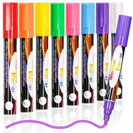 4 THOUGHT Liquid Chalk Markers - 8 Colors, 5mm Reversible Tips, 1s Wet Erase, Non-Toxic Dustless Markers for Chalkboard/Whiteboard/Glass/Windows