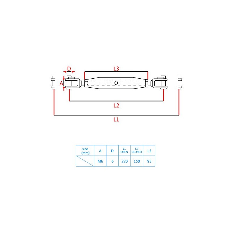 SING F LTD Stainless Steel 6Mm Closed Body Rigging Screw