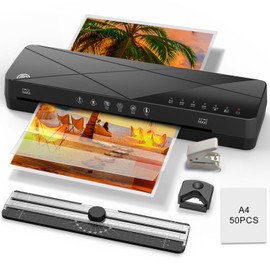 Crenova Laminator Machine 13 inch, Laminating Machine with 50 Laminating Sheets 60s Quick Warm Up Auto-Off, 6 in1 Lamination Machine ABS Jam Free for Home Office School, Black