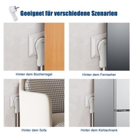 EXTRASTAR Earthing Contact Angle Plug 250 V (16A), Euro Plug with Folding Handle, Protective Contact Plug for Cables up to 3 x 1.5 mm², Flat Plug IP20, White, Pack of 2