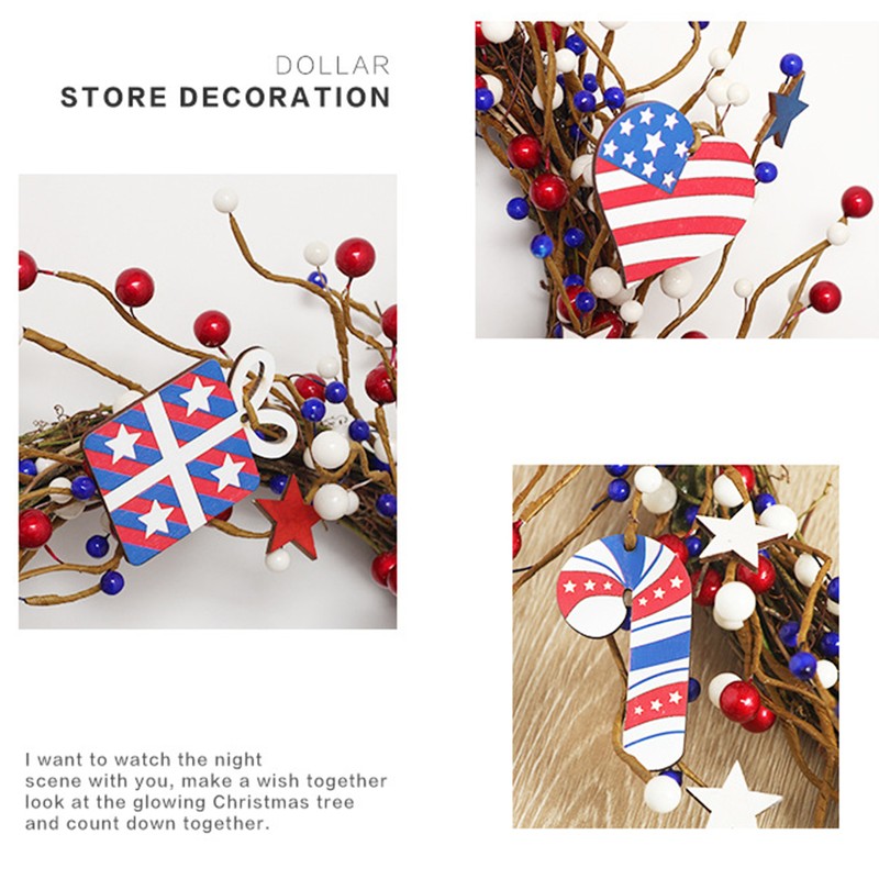 Americana Flag Red Blue Berry White Star Wreath 4th of