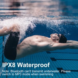 KOPIDOE Bone Conduction Swimming Headphones, IPX8 Waterproof MP3 Player with Open-Ear Design, Bluetooth 5.4 Wireless Sports Earbuds for Swimming, Running, Cycling(Black)