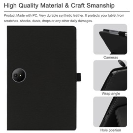 carinacoco Case for TCL Nxtpaper 11 Plus 11.5 inch, Full Coverage Premium Leather Folio Folding Stand Anti-Drop Tablet Protective Cover, with Pencil Holder and Wrist Strap Tablet Cover, Black