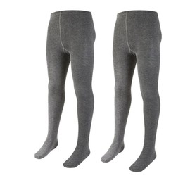 ITRAT® 2 Pairs Kids Girls School Cotton Tights Children Plain Uniform School Tights, Thick Warm Winter Cotton Rich Plain School Tights Girls Plain Super Soft Tight Everyday use (Grey 3-4 Years)