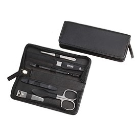 Sonnenschein by Hans Kniebes - 6-piece manicure case - nail scissors, clippers, tweezers, file, hoof stick - black