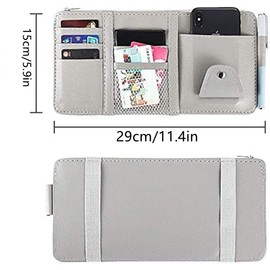 OHAOLYLE Car Sun Visor Organizer,Multi-Pocket Sun Visor Pouch,Leather Car Sun Visor Storage Pocket,Car Case Bag for Cards Money Pen Glasses CD.