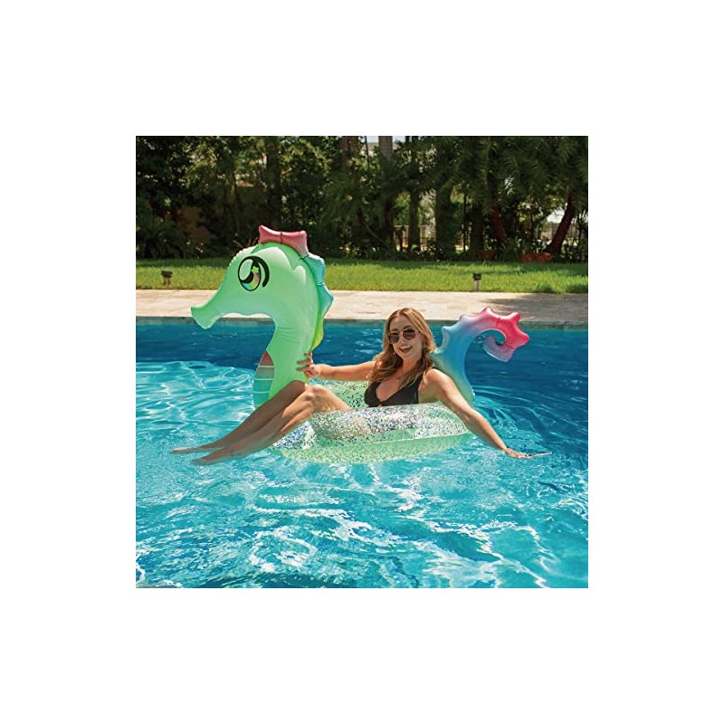 Miller's Emporium PoolCandy Inflatable Glitter Seahorse Pool Tube Float 42