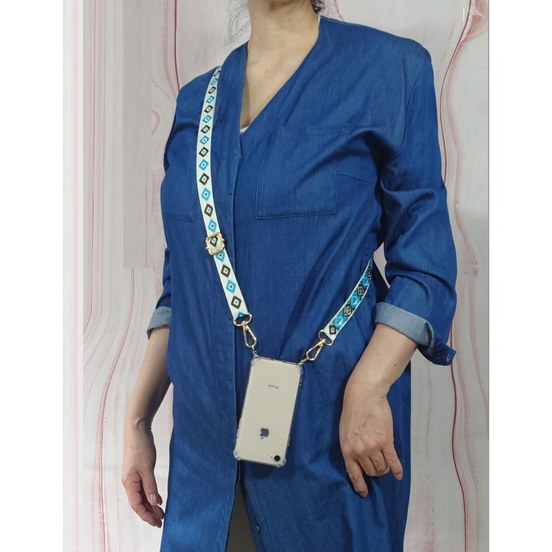 miagolale Embroidered Ribbon, Shoulder Strap, Smartphone Sacoche Shoulder Belt, Cute