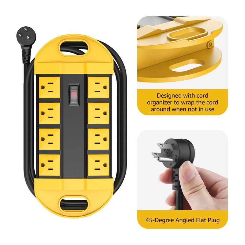 CCCEI 2 Outdoor Power Strips Weatherproof with 8 Plug, Waterproof