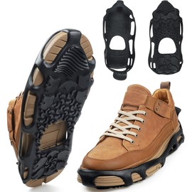 Spikeless Ice Cleats,Black Winter Ice Grips Perfect for Transitioning Between Outdoor&Indoor Surface Anti Slip Spikeless Ice Crampons for Snow and Ice No Strap Small/Medium