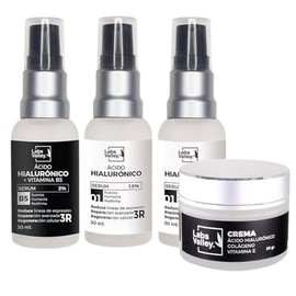 Kit Labs Valley Serúm ácido hialurónico con vitamina B5  Crema con vitamina E y colágeno  2 ácidos hialurónicos naturales