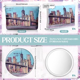 Bulyoou 36 Set New York Souvenirs Gifts Include City Cosmetic Bag Bulk New York Makeup Bag NYC Souvenirs from USA Makeup Mirrors for Women Christmas Traveler Birthday Party Favors Trip Journey Gifts