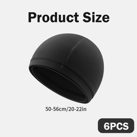 6PCS Wave Cap for Men and Women Breathable Short Black Durag Silk Soft Satin Lined Skull Caps Elastic Band Durags for 360 540 720 Waves Ideal Skull Cap for Sleeping Shower and Hair Compression