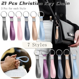 Inbagi 21 Pcs Christian Key Chains Bulk Inspirational Quote Keychains Religious Bible Key Rings Church Gifts for Women Men