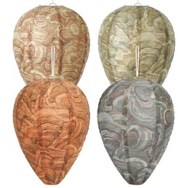 DECYOOL 4 Pack Wasp Nest Decoy Natural Paper Hornet Deterrent Hanging Fake Nests for Outdoor Hornets Yellow Jackets Control