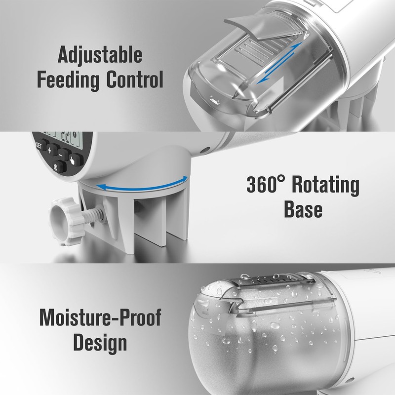 JuzPetz Automatic Fish Feeder Dispenser for Aquarium, 200ml Large Capacity