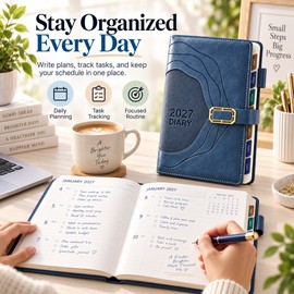2027 A5 Daily & Monthly Planner – 400-Page Hardcover Organizer with Magnetic Closure & 5 Sticker Sheets