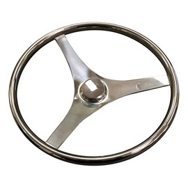 Pactrade Marine Boat Durable 3 Flat Spoke Stainless Steel Sports Steering Wheel, 15-1/2"L