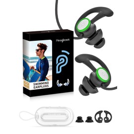 Hearprotek Swimmer Ear Plugs, Custom-fit Water Protection Adult Swimming Earplugs for Swimmers Surfer, Perfect for Swimming,Surfing, Other Water Activities, Universal-fit with Lanyard (Black)