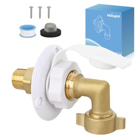 Nilight RV City Water Inlet with Check Valve & 90 Degree Hose Elbow 1/2" NPT Male to 3/4" GHT Female City Water Fill Inlet Flange Connection Fittings Connector Replacement for RV Camper Trailer Marine