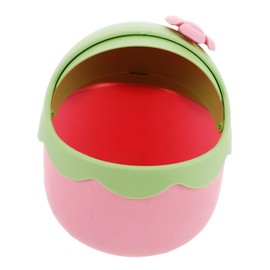 Kisangel Mini Cartoon Strawberry Shaped Desktop Trash Bin Small Portable Wastebasket for Room Office Bedroom Friendly Convenient Storage Case