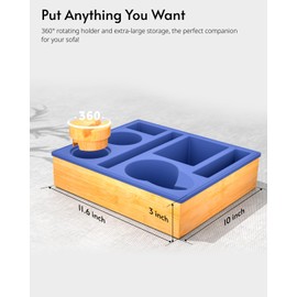 RGBDOT Couch Cup Holder Tray - Couch Organizer Caddy, Silicone Beach Caddy with Cup Holder, Sofa and Bed Drink Holder and Couch Tray Table for Snacks Beverage Remote (Blue)