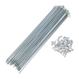 A ABSOPRO 36 Set 12G Bicycle Spokes 237mm Bike Wheel Spokes 45 Steel Galvanized Silver Tone