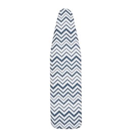 Ironing Board Cover and Pad (Blue Chevron), 100% Cotton with Ultimate Double Padding by Seymour Home Products; Fits Full Size Board | Stain and Scorch Resistant; Elastic Edge | Laundry Accessories
