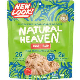 Natural Heaven Angel Hair Pasta, Hearts of Palm – Naturally Rich in Potassium, Low-Calorie Veggie Noodles, Keto & Gluten-Free Food, Vegan, 9 Oz Ea
