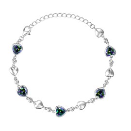 Carleen June Birthstone Bracelet Sterling Silver Alexandrite Bracelet for Women Heart Station Tennis Bracelet Jewelry Gifts Valentines Day Gifts for Women