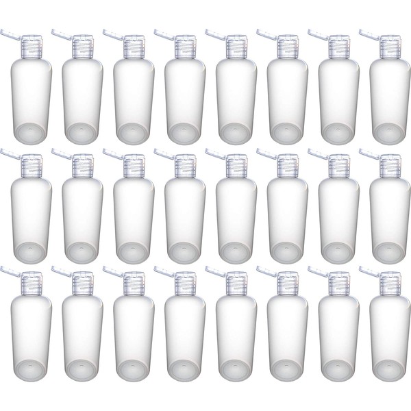 2 oz Plastic Bottles (24 ct) Empty Bottles or Travel Bottles for Toiletries – 2oz Liquid/Gel Bottle Container – Small Travel Squeeze Bottle with Flip Top for Clean Hands (24 Count)