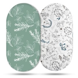 Bassinet Sheets for Baby Boy and Girl, Bassinet Sheet Neutral, Fit for Rectangle, Round, Oval, Hourglass Mattress, Flexible for Different Bassinet Pad/Mattress 2 Pack