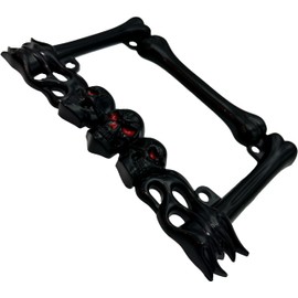 Heavy-Duty Skull Motorcycle License Plate Frame – Fits 7 x 4 in Standard Plates, Compatible with Most Cruiser, Dual-Sport, Sport, and Street Motorcycles