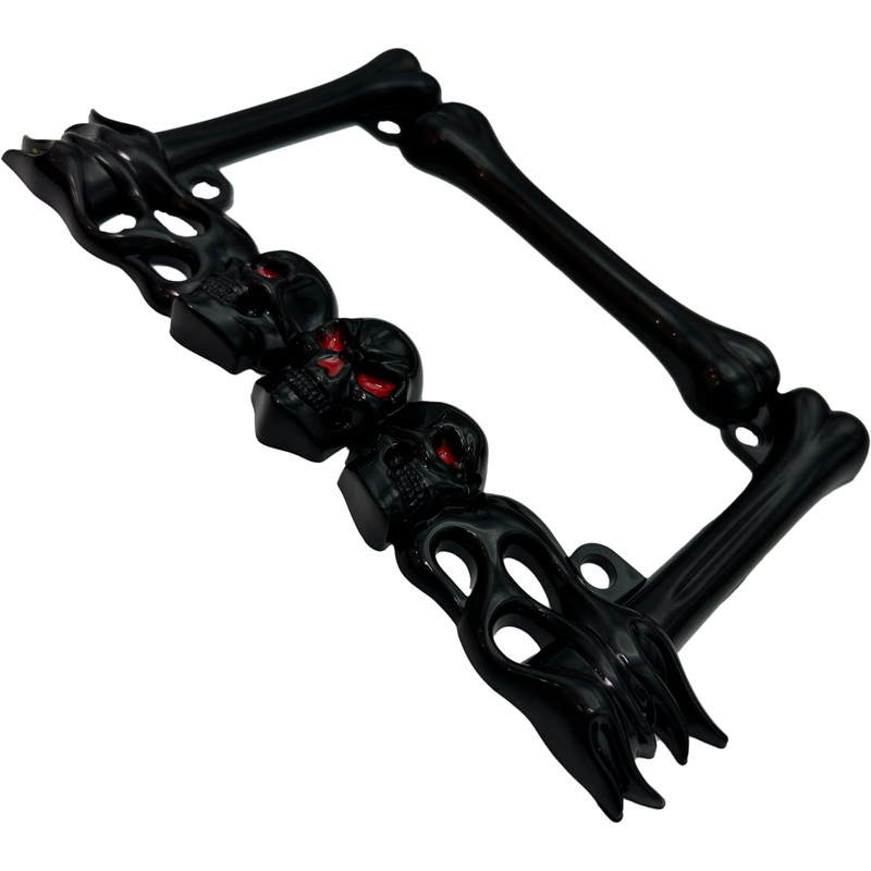 Heavy-Duty Skull Motorcycle License Plate Frame – Fits 7 x