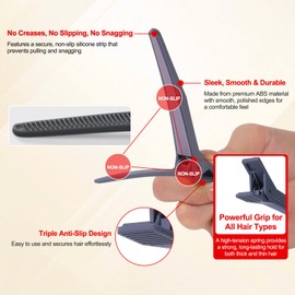 PERFEHAIR 6 Pcs Hair Sectioning Clips for Styling, No Crease Non Slip Salon Hair Clips with Silicone Band for Cutting, Blow Drying & Rollers, Professional Barber Clips for Thick Hair