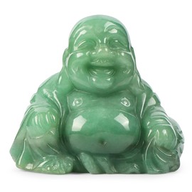 Artistone 2 inch Laughing Buddha Statue, Healing Crystal Hand-Carved Gemstone Religion Sitting Happy Buddha Figurine Statue Pocket Stone Home Decoration (Green Aventurine)