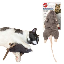 SPOT Big Mouse Bertha Cat Toy with Catnip – Lifelike Plush Mouse, Crinkle Sound, Large 7in Size, for Cuddling, Chasing, Playing – Assorted Colors