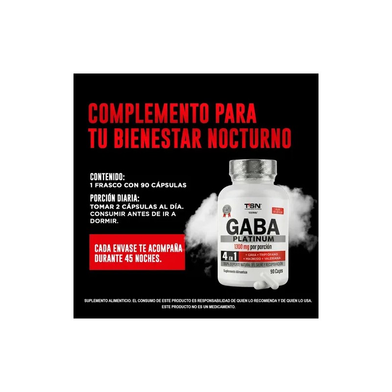 Gaba Tsn Platinum Cápsulas Aminoácidos Vegano Gluten 54g