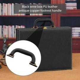 eMagTech 2 x Guitar Music Box Handle 160mm PU Leather Luggage Suitcase Handle Alloy Base Replacement for Handbags Gift Wine Crates Tool Box Trolley Instrument Case with Screws, Black bronze