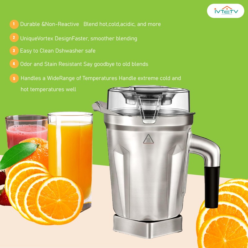 64-Ounce Stainless Steel Blending Container Replacement with SELF-DETECT, for vitamix