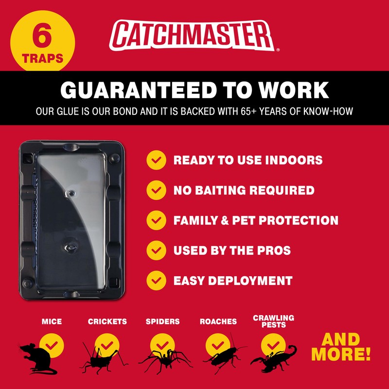 Catchmaster Mouse & Insect Glue Traps 6-Pk, Adhesive Rodent &