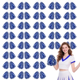 Lovecheer 100PCS Blue and Silver Pom Poms Cheerleading Bulk Cheerleader Sports Team Costume for Football Basketball Wedding New Year Christmas Party Cheering Performance