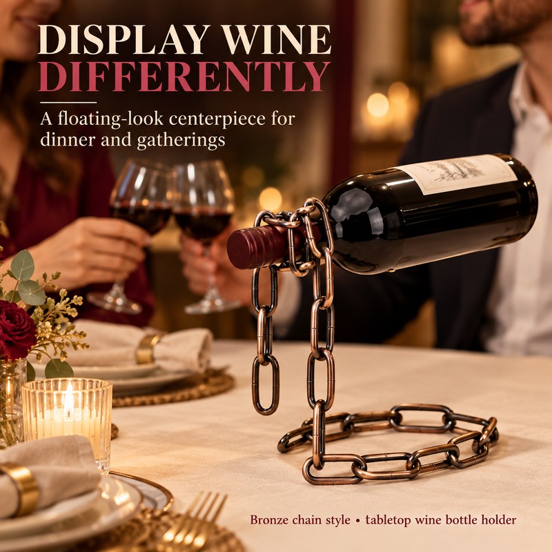 Floating Wine Bottle Holder Decorative Chain and Rope Style Wine