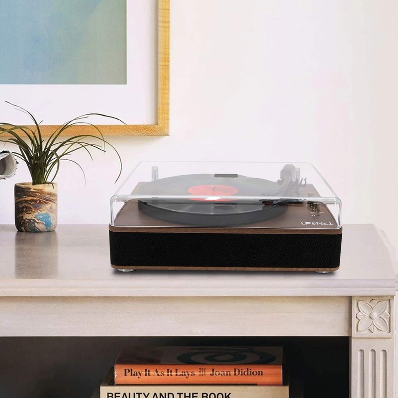 LP&No.1 Record Player with Stereo Speakers, 3-Speed Belt-Drive Turntable for