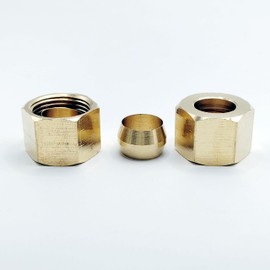 (120-Pack) Brass 3/8'' OD Tube Compression Fittings, Include 100Pcs Compression Sleeve Ferrule and 20Pcs Compression Nut Use with Copper Aluminum in Water Gasoline Oil Vacuum lines