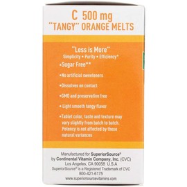 Superior Source Vitamin C 500 mg Sublingual Tablets - Buffered Vit C Tangy Orange Melts - Immune System Booster, Energy Vitamins - 90 Count
