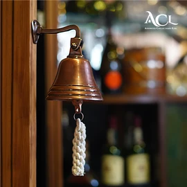 ACL Bar Accessories for Home Pub Hand Bell – Wall Mounted Bar Bell Nautical Decorations – Unique Copper Bell with Crisp Loud Sounds Ideal for Christmas, Reception, Pubs (4 Inch)